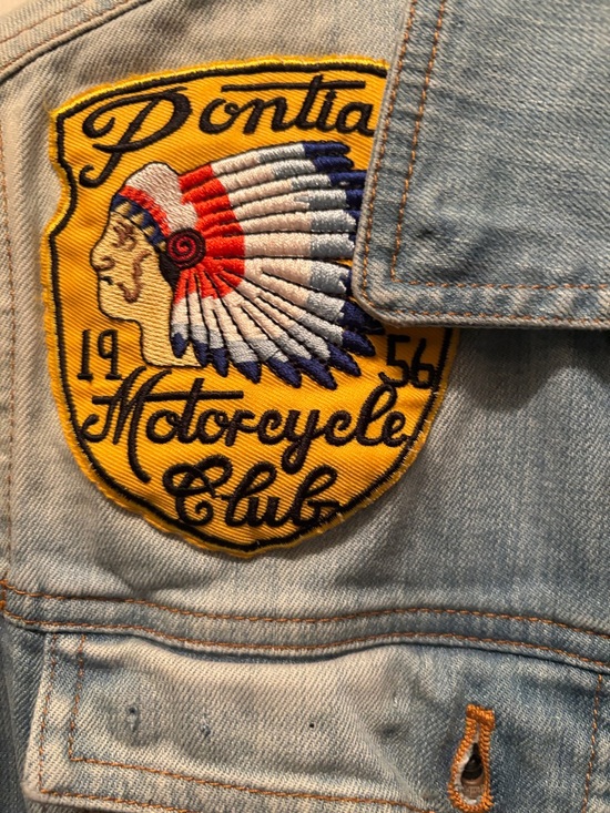 Vintage Denim Jacket Patches vote, cannabis, bowling, motorcycle, Large unisex - Picture 2 of 10